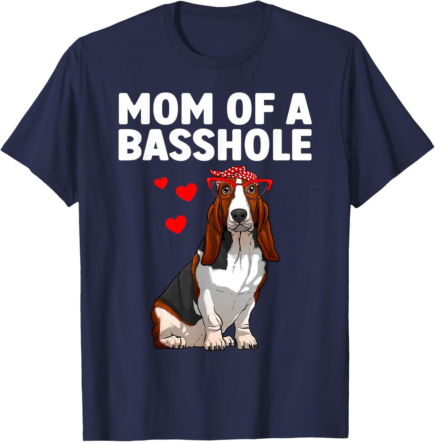 Cute Basset Hound Art For Mom Women Girls Basset Hound Lover T-Shirt - T-Shirt | Navy