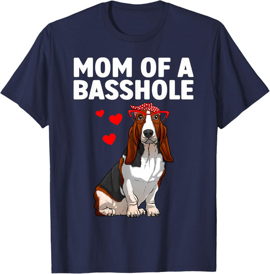 Cute Basset Hound Art For Mom Women Girls Basset Hound Lover T-Shirt - T-Shirt | Navy