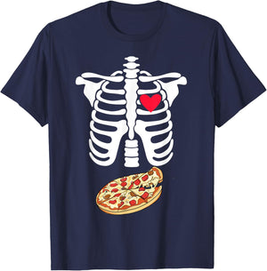 Halloween Skeleton Pregnancy Pizza Xray Dad To Be T-Shirt - T-Shirt | Navy