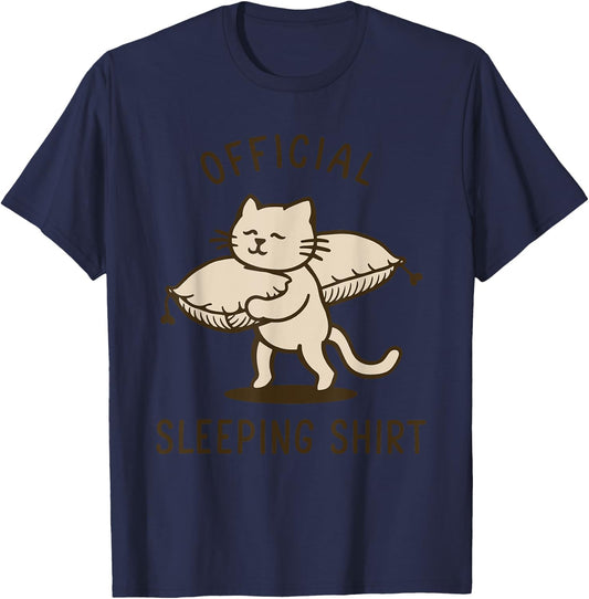Official Sleep Shirt Cat Funny Men Women T-Shirt - T-Shirt | Navy