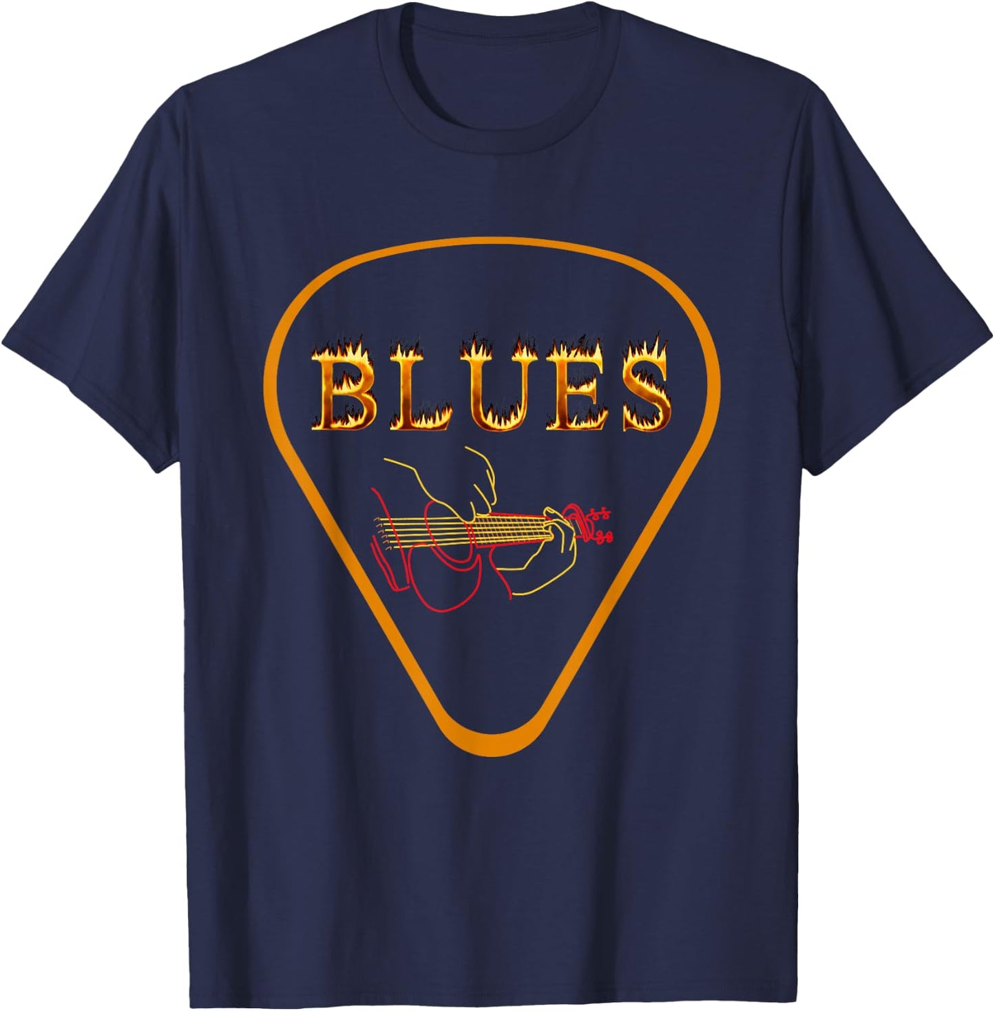 Cool Playing The Blues Guitar For Guitarists Vintage Guitar T-Shirt - T-Shirt | Navy