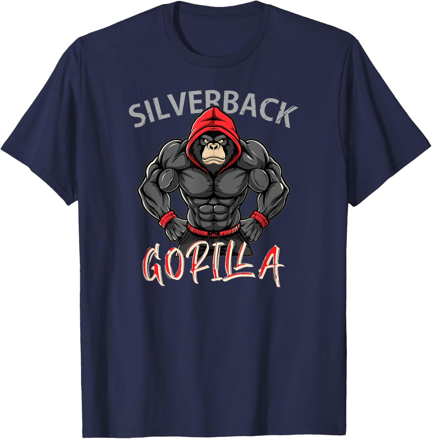Gorilla Workout Angry Strong Scary Silverback Gorilla Gym T-Shirt - T-Shirt | Navy