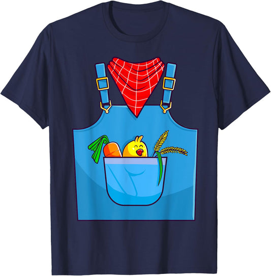 Farmer Costume Halloween Simple Cute Farm Women Men Kids T-Shirt - T-Shirt | Navy