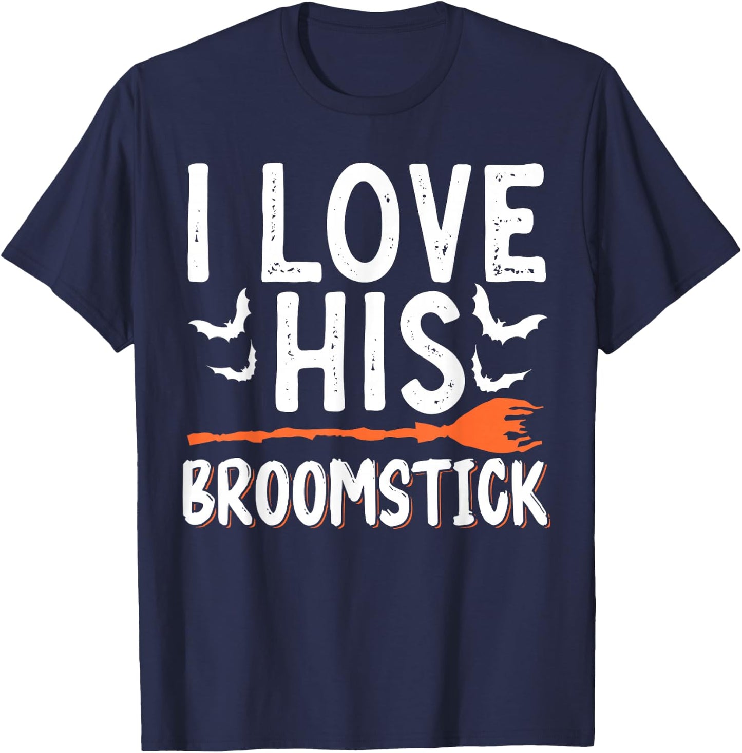I Love His Broomstick I Love Her Pumpkins T-Shirt - T-Shirt | Navy