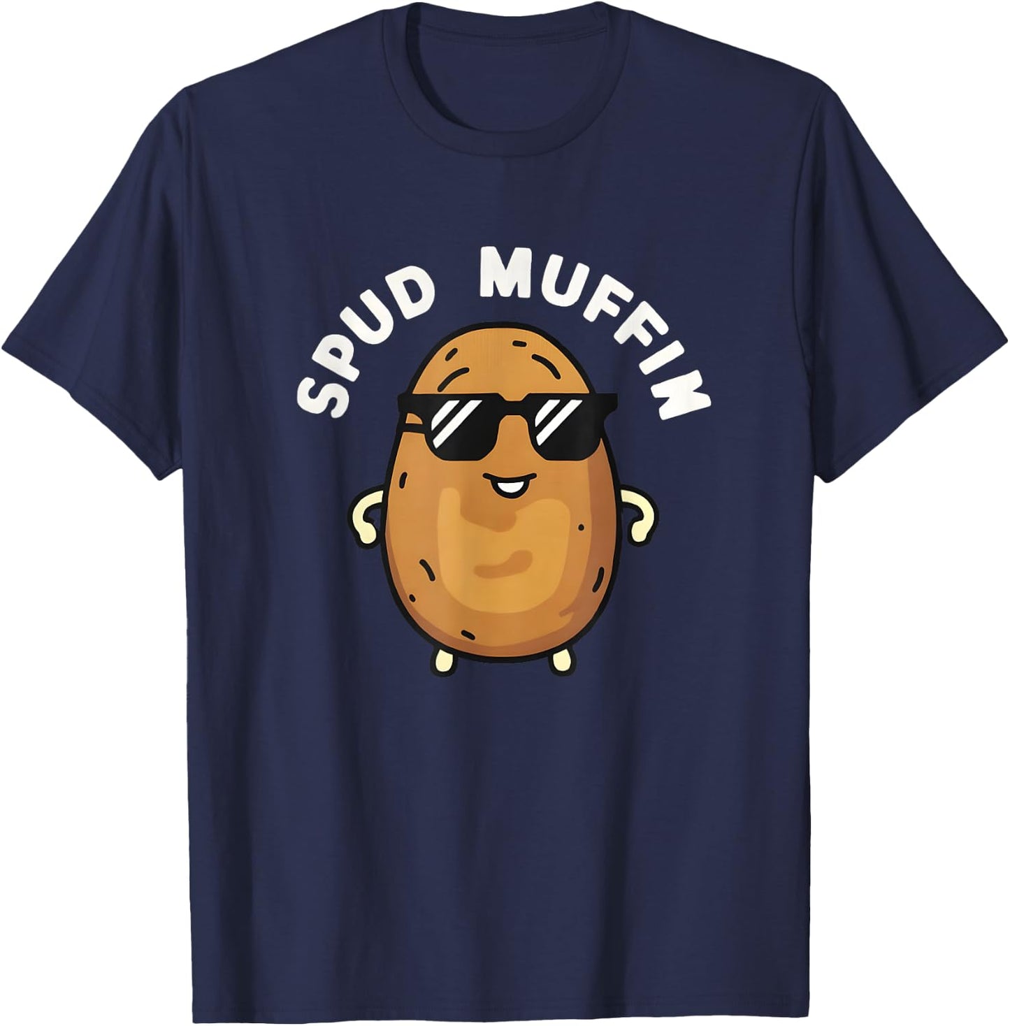 Funny Spud Muffin Potato Lover Print T-Shirt - T-Shirt | Navy