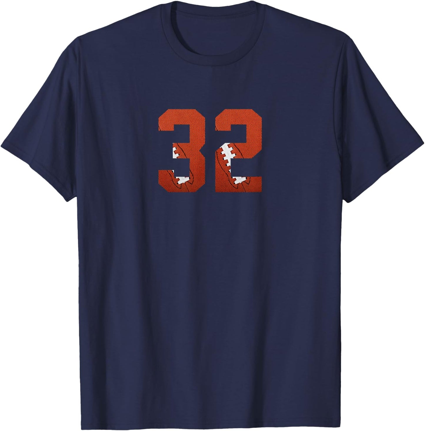 Number 32 - Minimalist American Football Jersey Numbered T-Shirt - T-Shirt | Navy