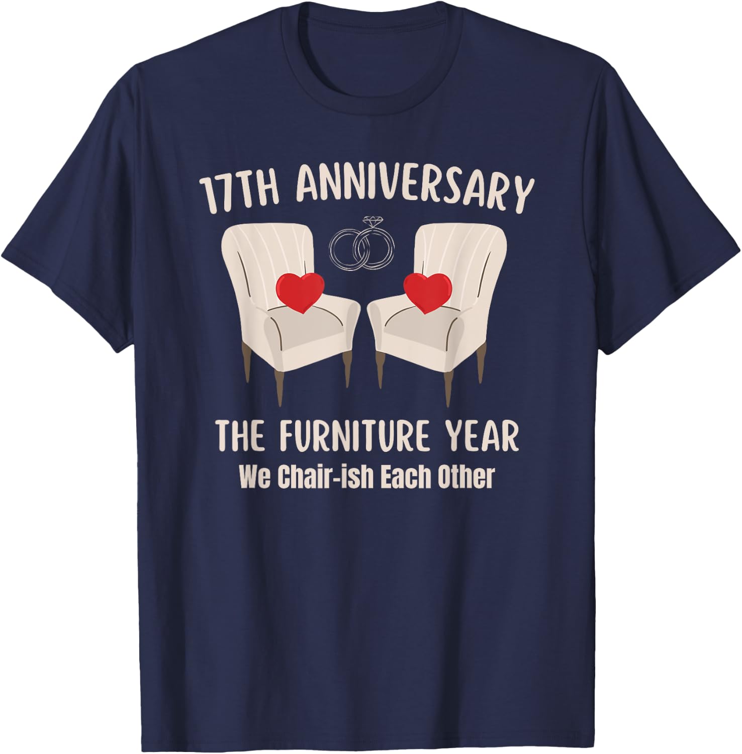 17th Wedding Anniversary Furniture Anniversary Traditional T-Shirt - T-Shirt | Navy