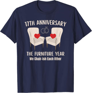 17th Wedding Anniversary Furniture Anniversary Traditional T-Shirt - T-Shirt | Navy