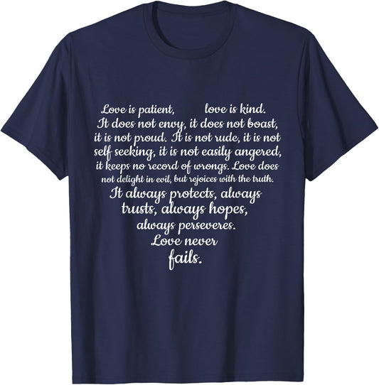 Love is patient Love is Kind 1 Corinthians 13:4-8 T-Shirt - T-Shirt | Navy