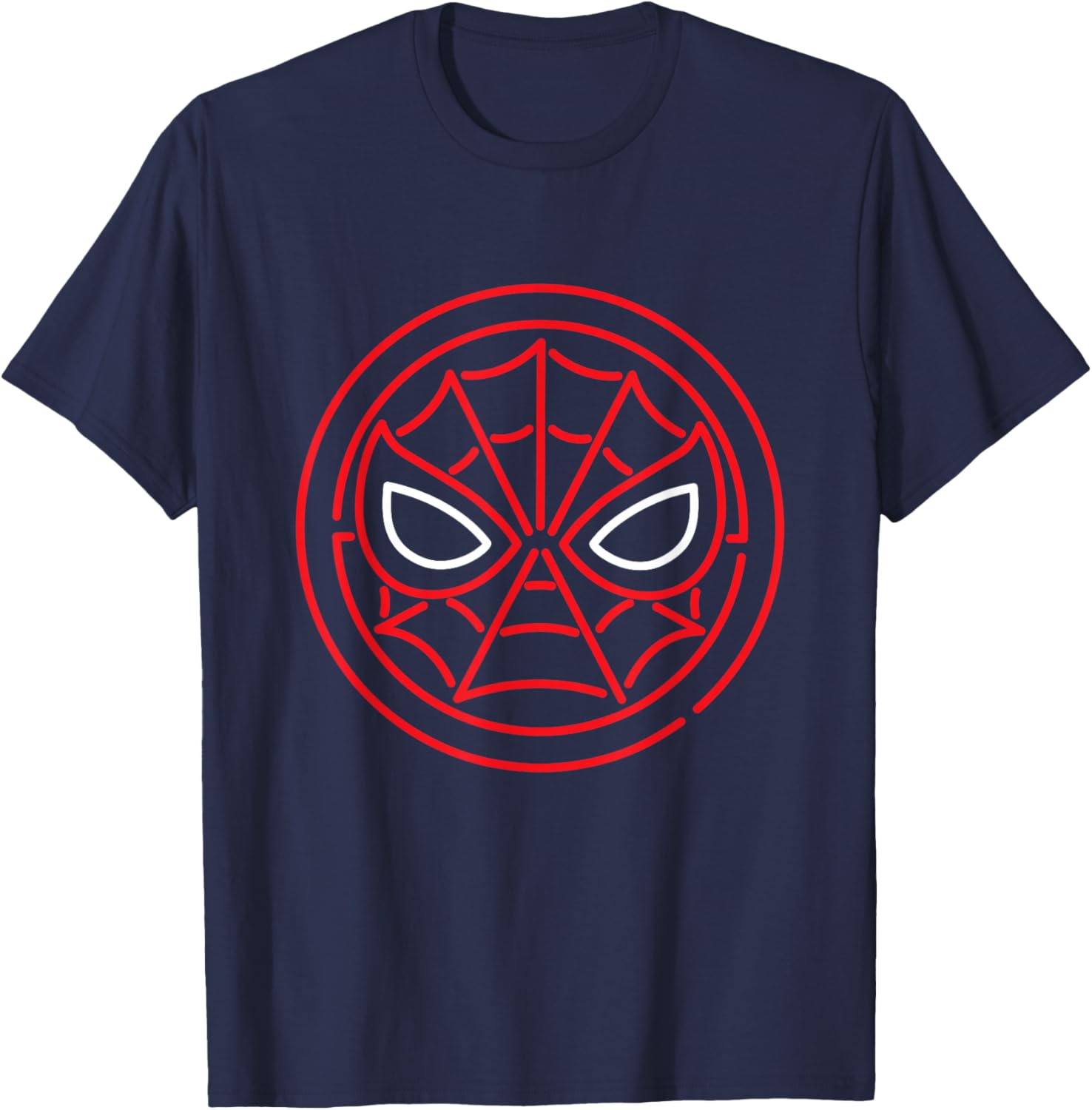 Marvel Super Heroes Neon Light Sign Spider-Man Mask Symbol T-Shirt - T-Shirt | Navy