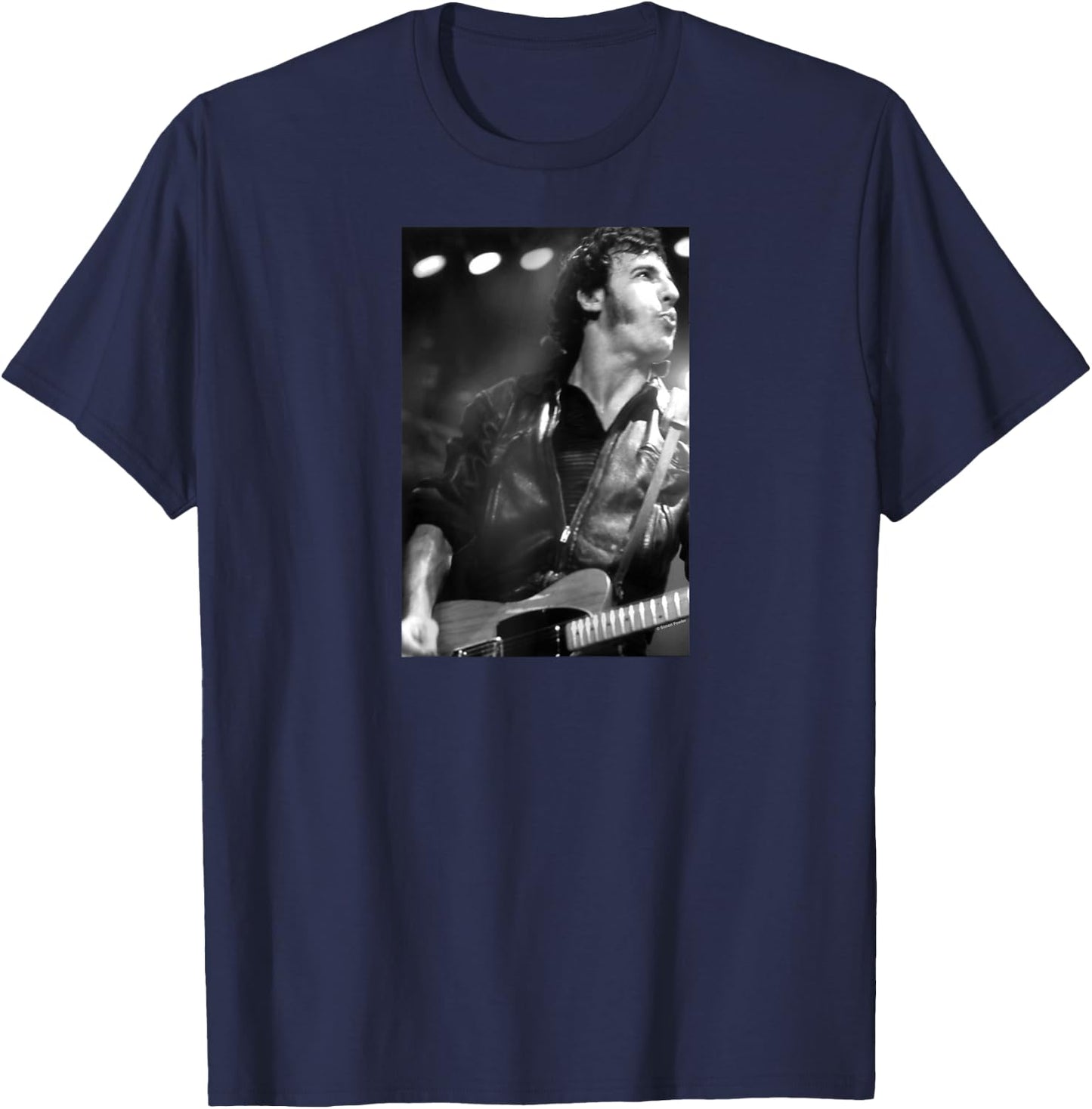 Bruce Springsteen Live On Stage By Simon Fowler Raglan Baseball T-Shirt - T-Shirt | Navy