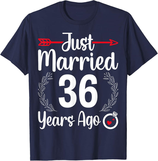 Just Married 36 Years Ago - Husband Wife 36th Anniversary T-Shirt - T-Shirt | Navy
