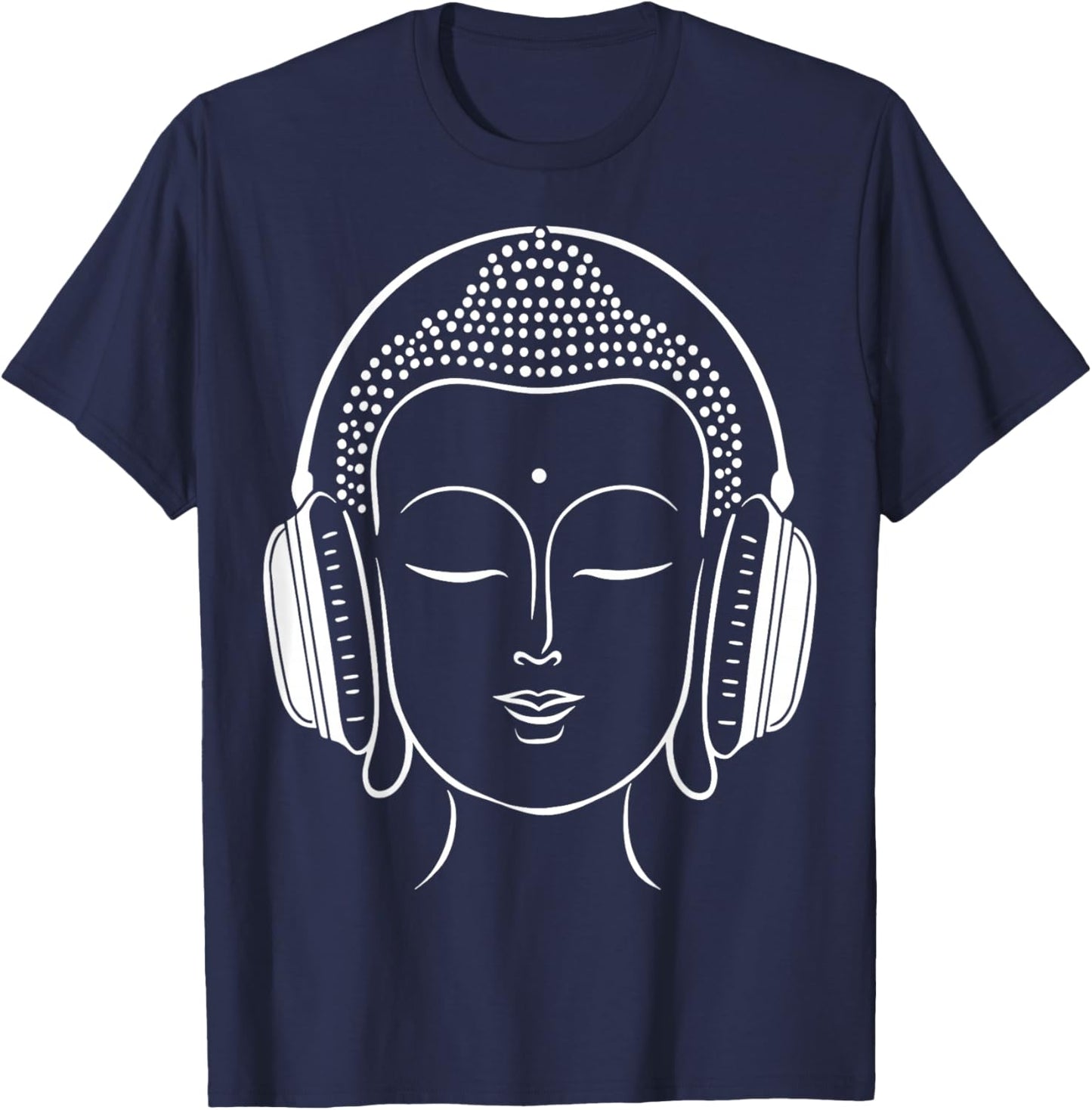 Buddha Headphones Zen Music Meditation T-Shirt - T-Shirt | Navy