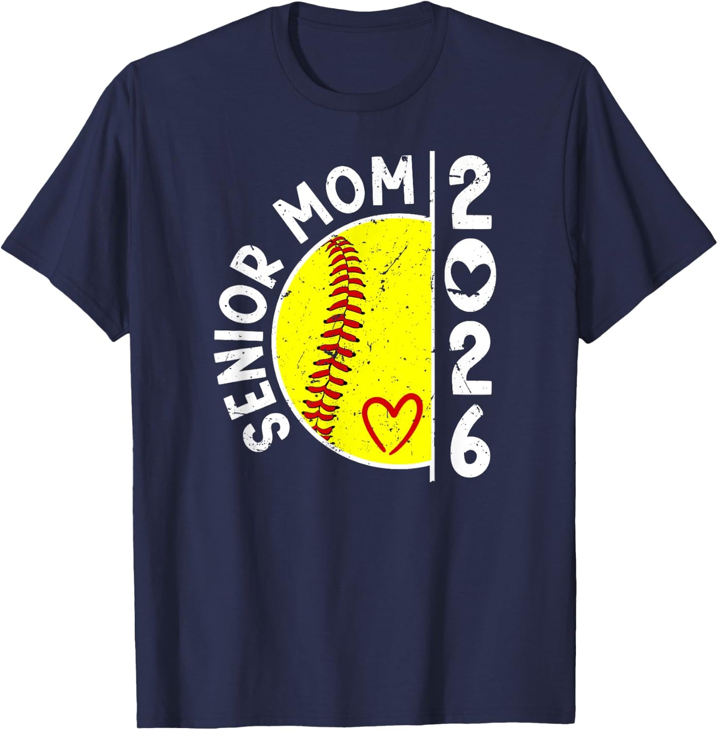 Proud Softball Senior Mom 2026 Softball Player Senior Mama T-Shirt - T-Shirt | Navy