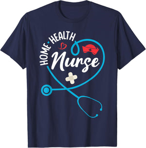 Home Health Nurse Appreciation Stethoscope T-Shirt - T-Shirt | Navy