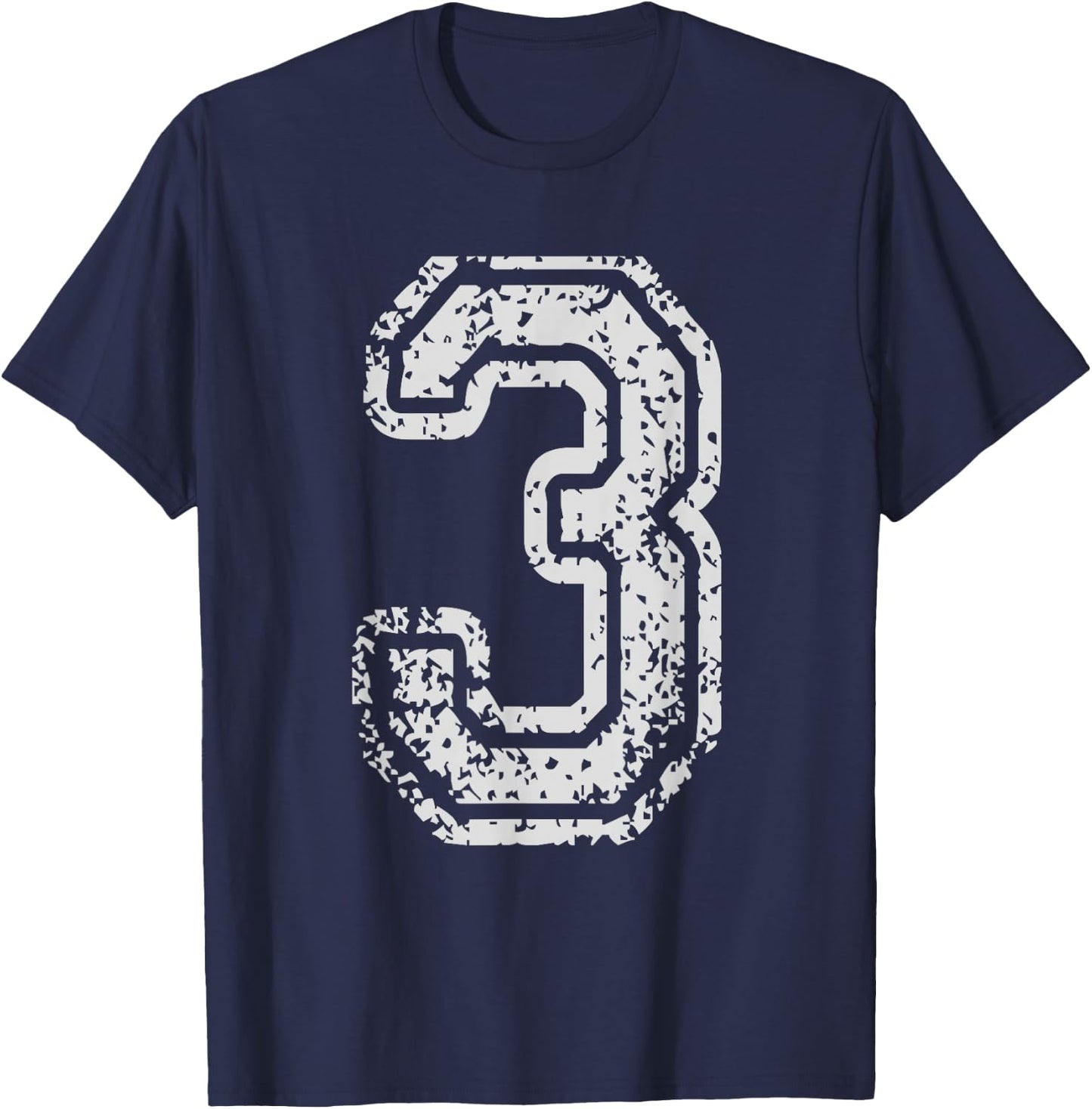 Team Jersey Uniforms Number 3 Three School Sports Birthdays T-Shirt - T-Shirt | Navy