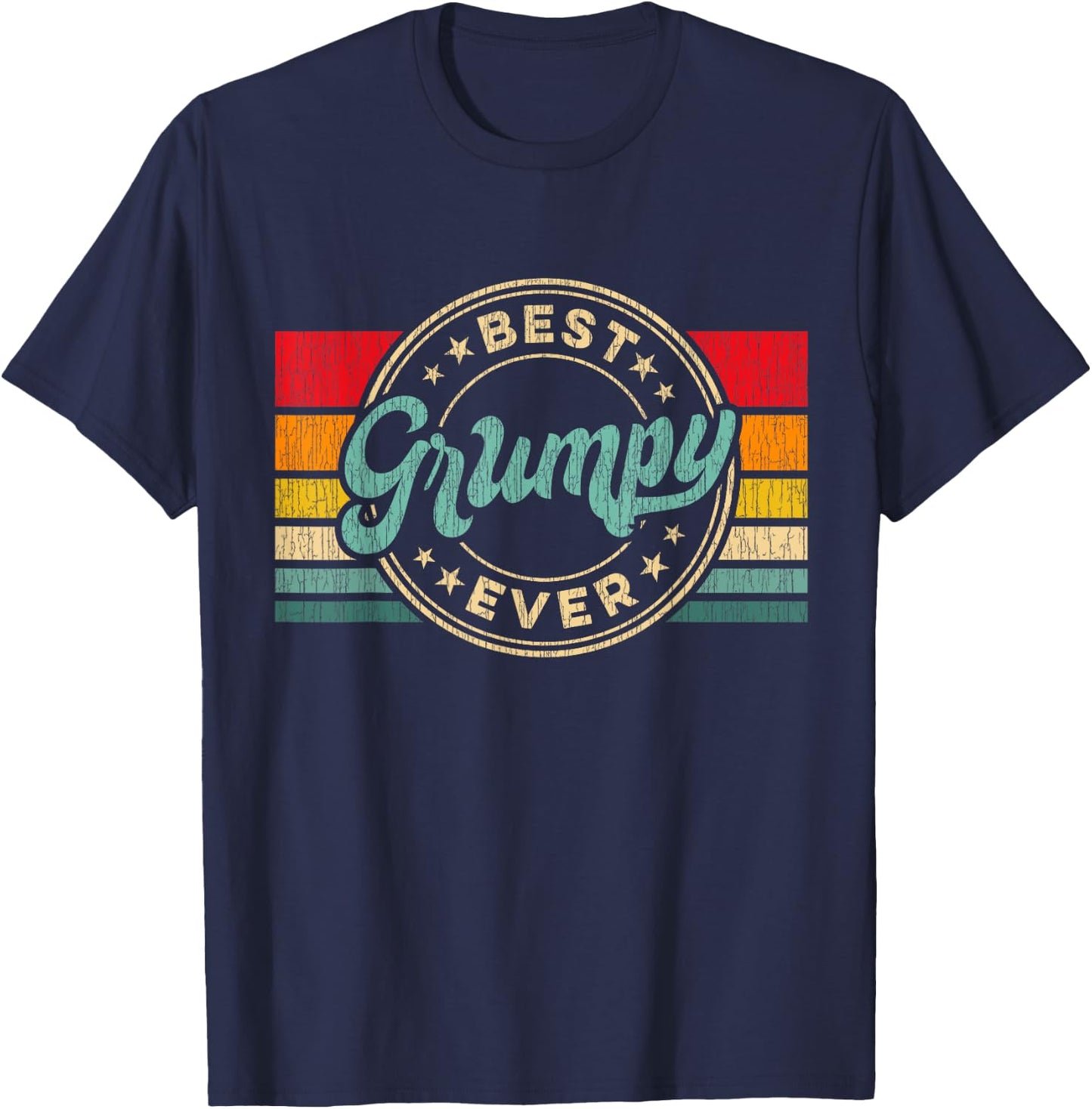 Best Grumpy Ever Vintage Retro Father's Day Gift T-Shirt - T-Shirt | Navy