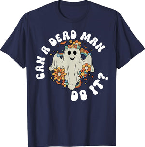 ABA Halloween Can A Dead Man Do It Ghost Rainbow T-Shirt - T-Shirt | Navy