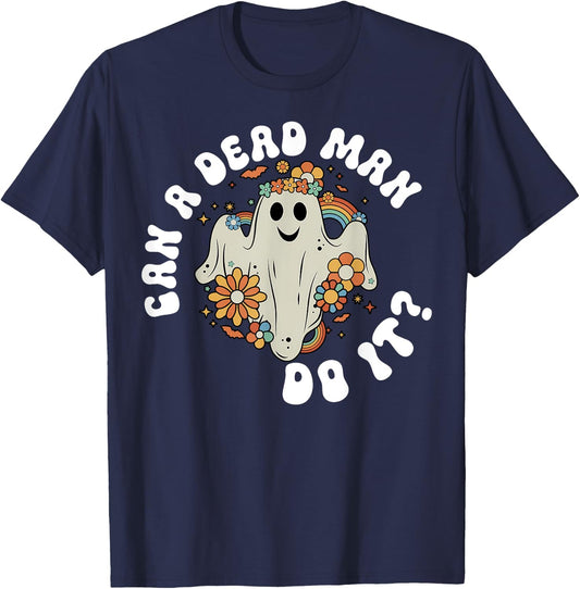 ABA Halloween Can A Dead Man Do It Ghost Rainbow T-Shirt - T-Shirt | Navy