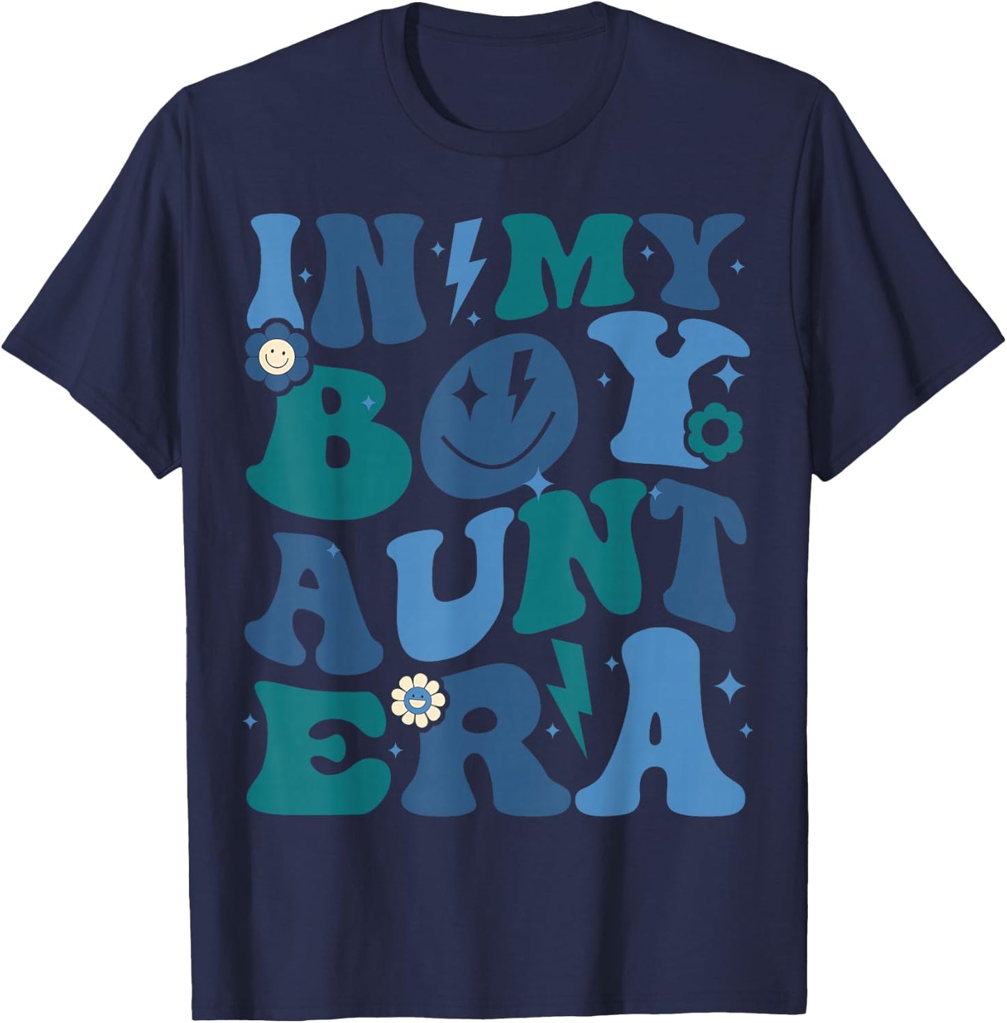 Groovy Retro In My Boy Aunt Era Cool Funny For Auntie Kids T-Shirt - T-Shirt | Navy