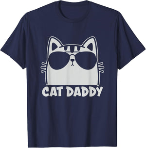 Cool Cat Daddy Sunglasses Funny Cat Lover Gift Father's Day T-Shirt - T-Shirt | Navy