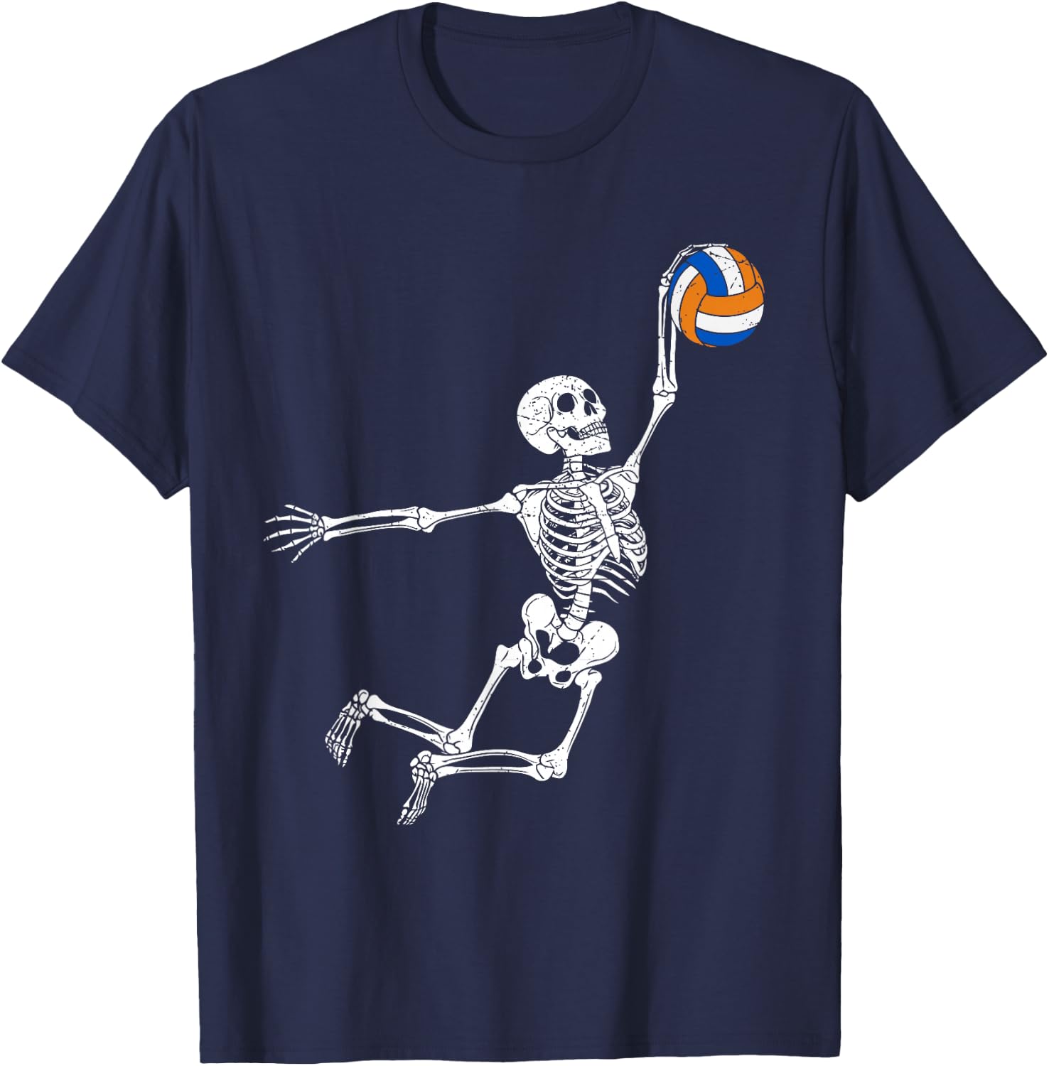 Volleyball Skeleton Halloween Player Catcher Boys Kids T-Shirt - T-Shirt | Navy
