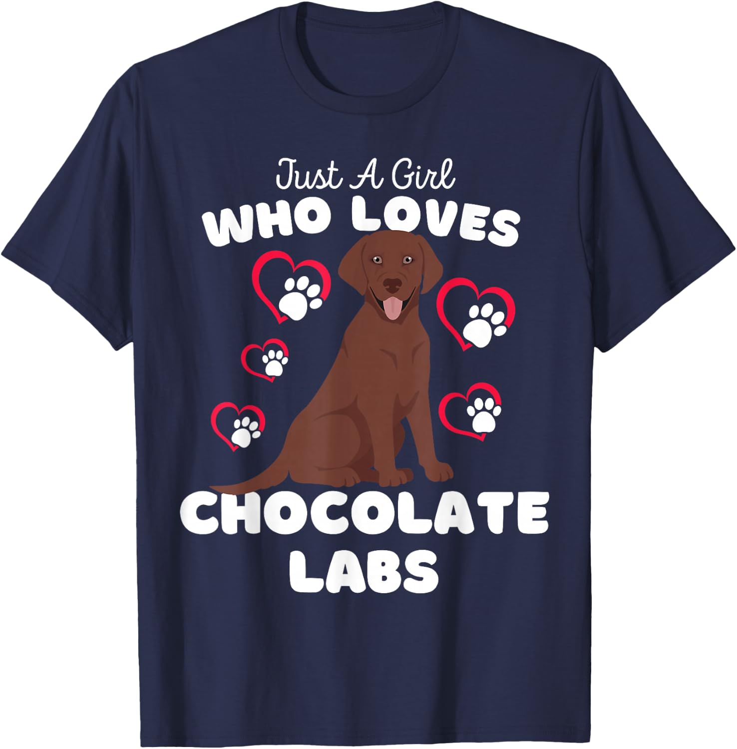Just A Girl Who Loves Chocolate Labs - Cute Lab Kids T-Shirt - T-Shirt | Navy