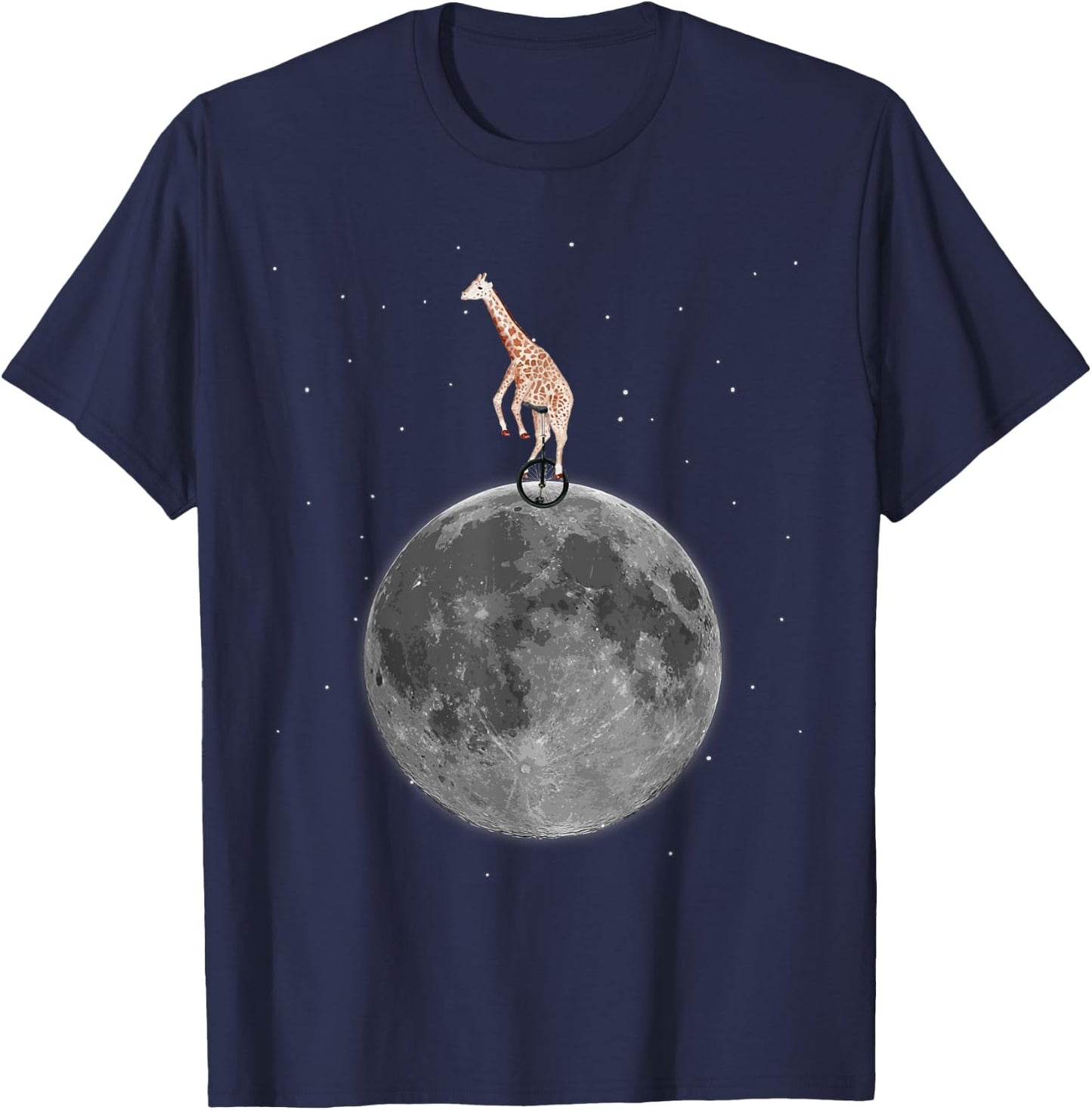 Ridiculous Quirky Giraffe on Unicycle - / B T-Shirt - T-Shirt | Navy