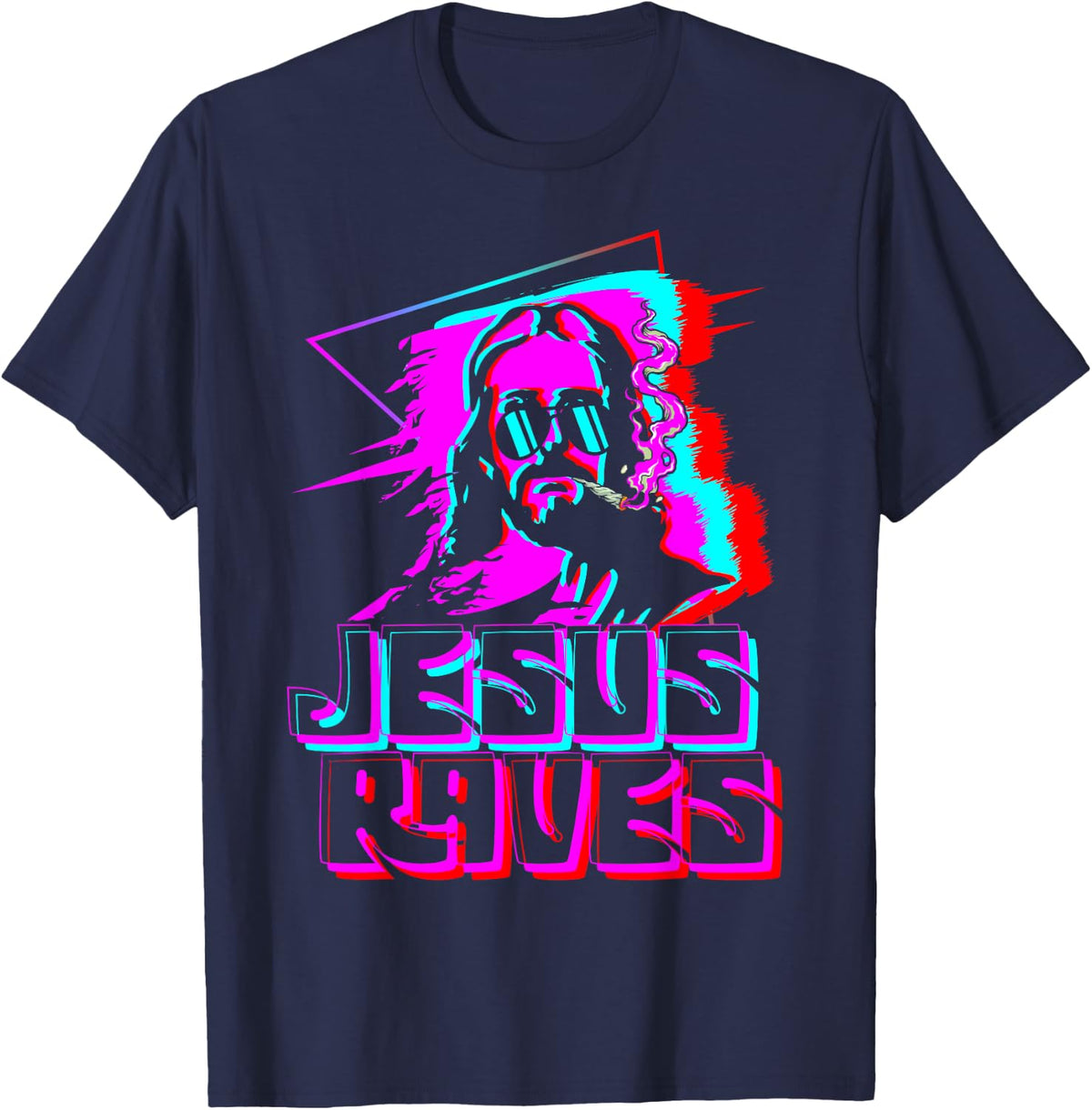 Jesus Raves House Music Techno Music Rave Party T-Shirt - T-Shirt | Navy