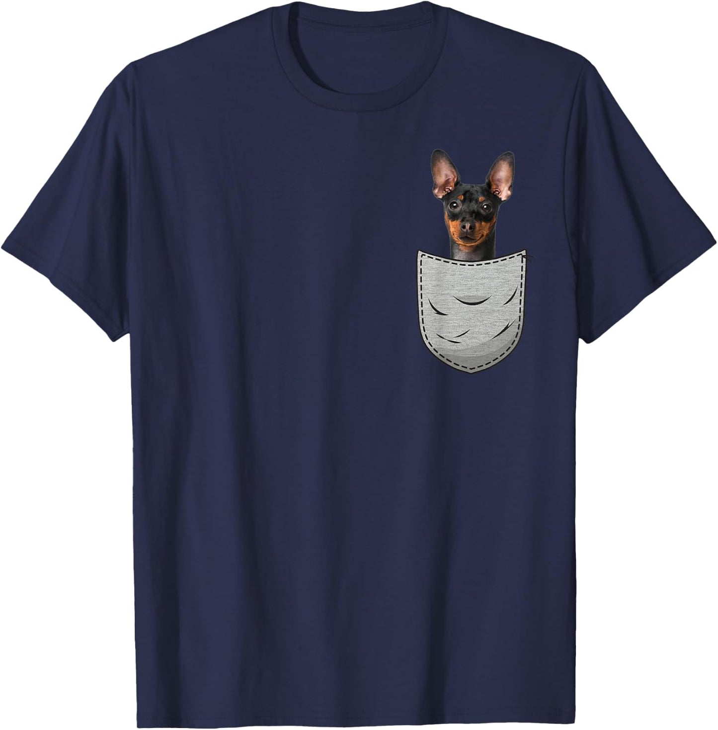 Miniature Pinscher Chest Pocket Minpin T-Shirt - T-Shirt | Navy