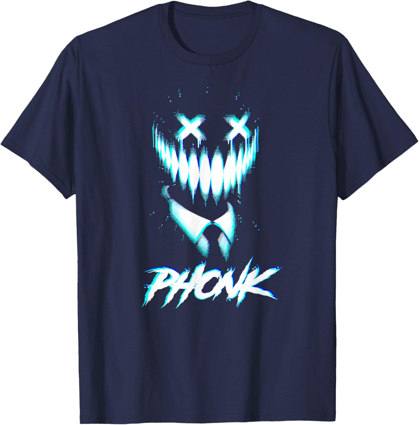 PHONK Music EDM techno glitchy creepy troll meme sigma phonk T-Shirt - T-Shirt | Navy