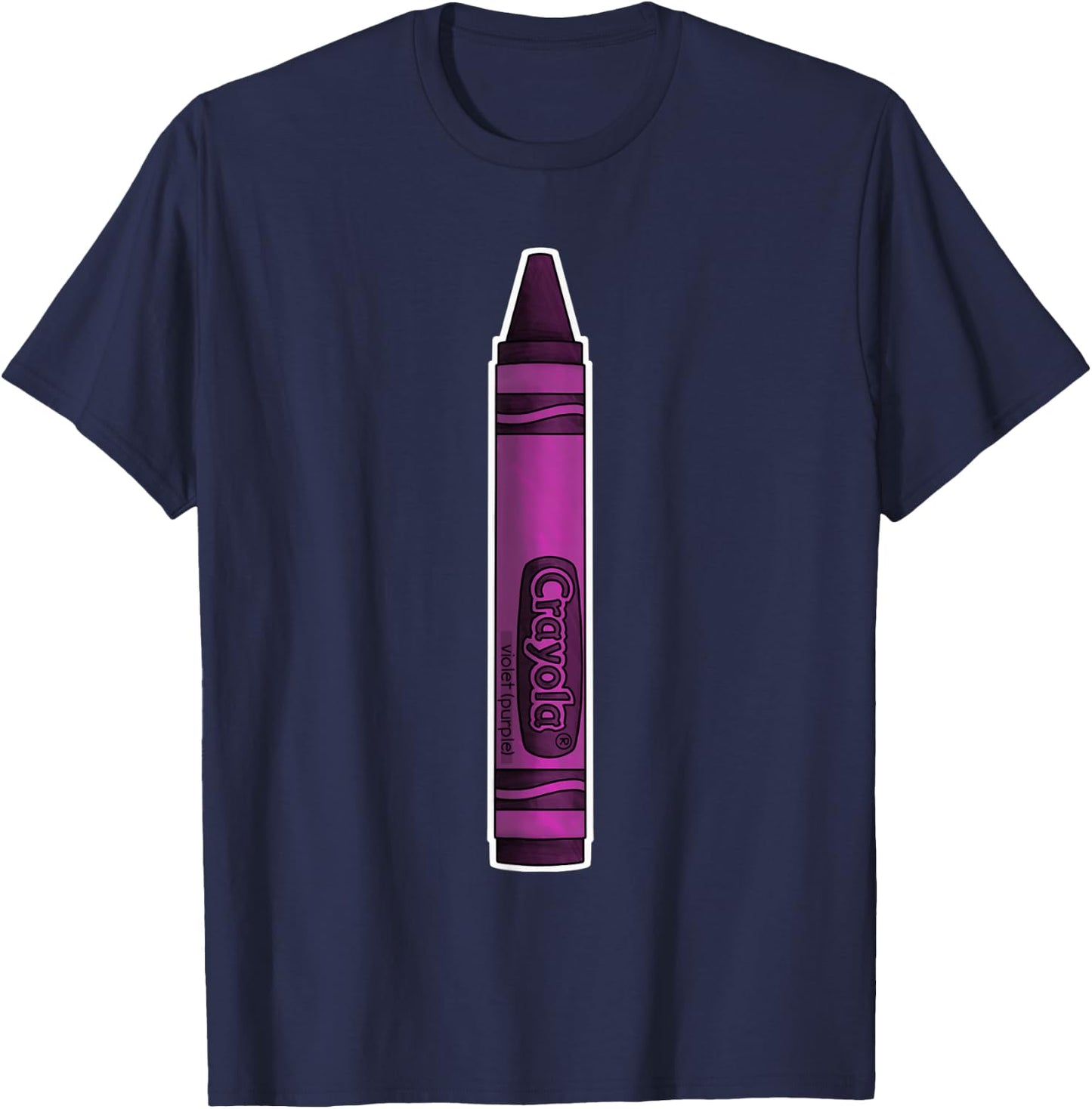 Elywick. Purple Crayon - -Adults, Purple, Small, Short Sleeve, Classic Fit T-Shirt - T-Shirt | Navy