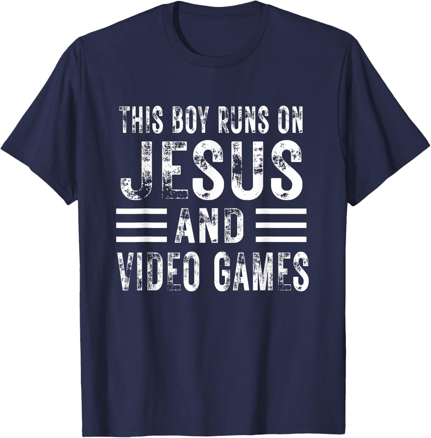 This Boy Runs On Jesus And Video Games Christian Christ kids T-Shirt - T-Shirt | Navy