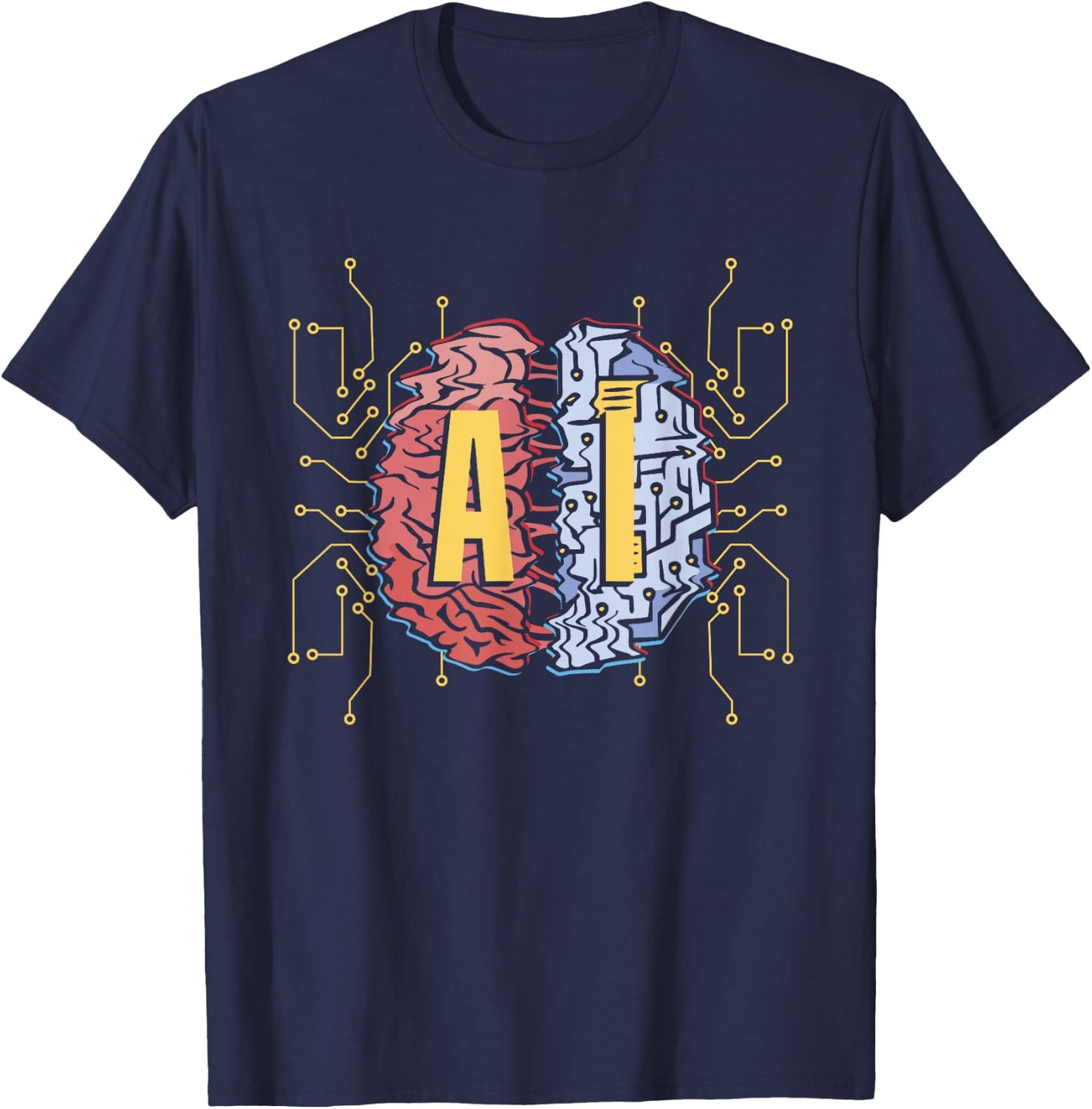 AI Brain | Computer Science | Artificial Intelligence T-Shirt - T-Shirt | Navy