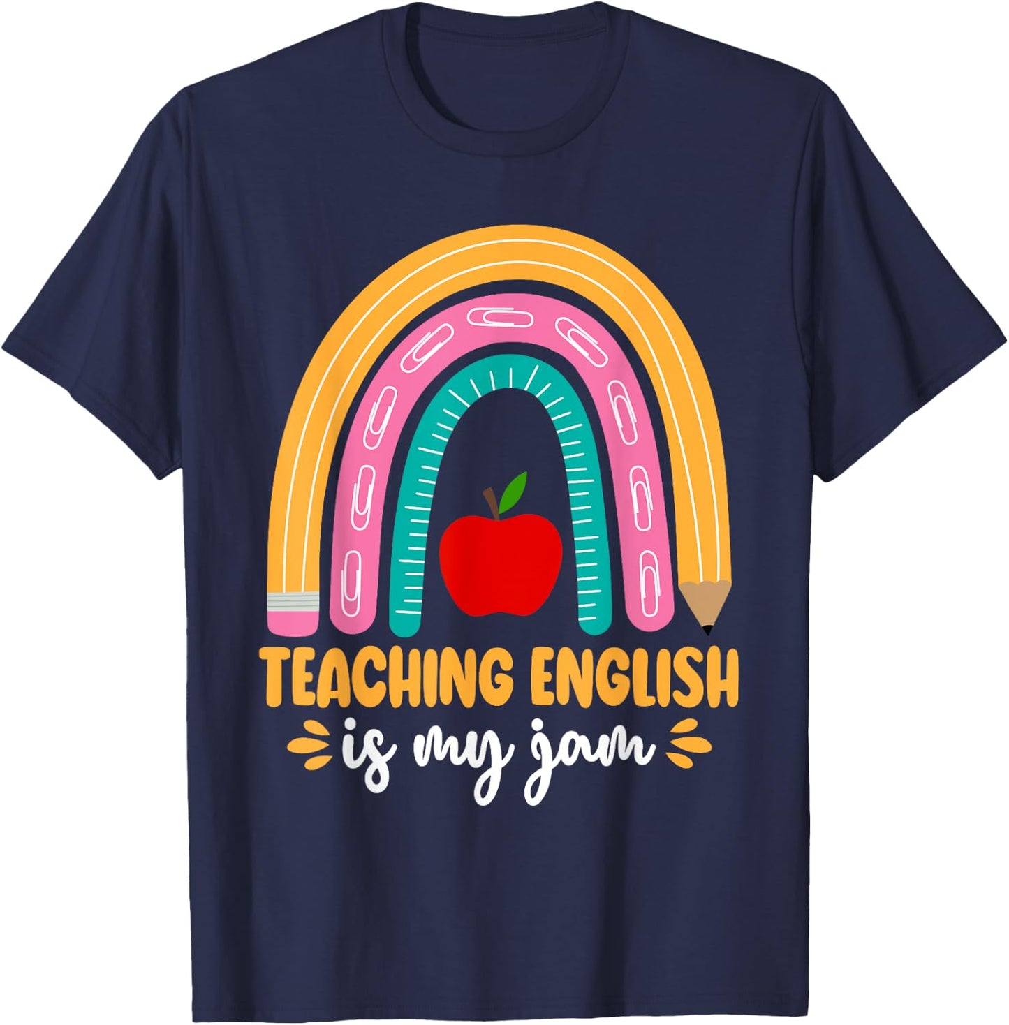 Grammar Police English Teacher Teaching English Is My Jam Men Women Kids T-Shirt - T-Shirt | Navy