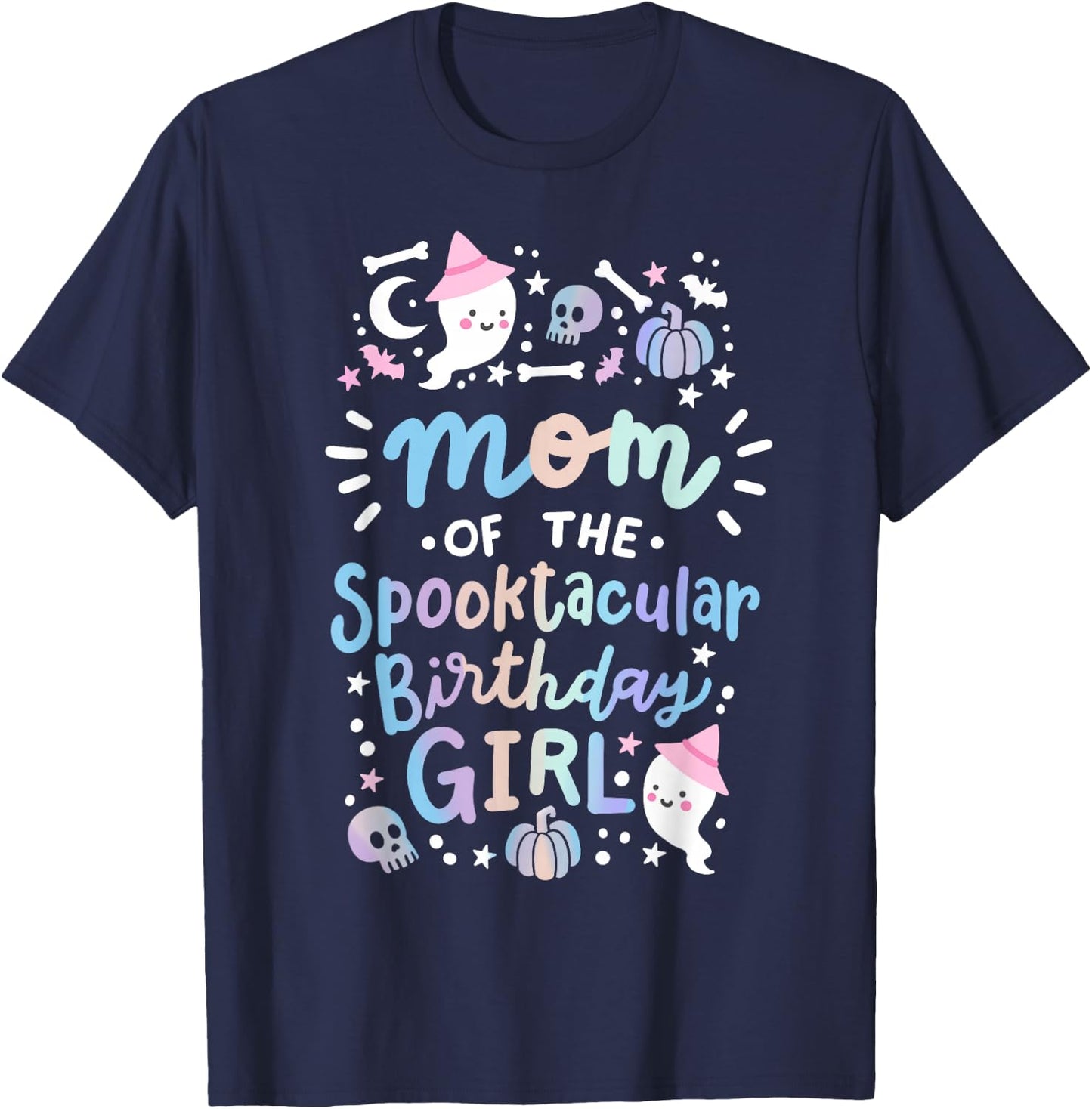 Mom of the Spooktacular Birthday Girl Halloween Family T-Shirt - T-Shirt | Navy