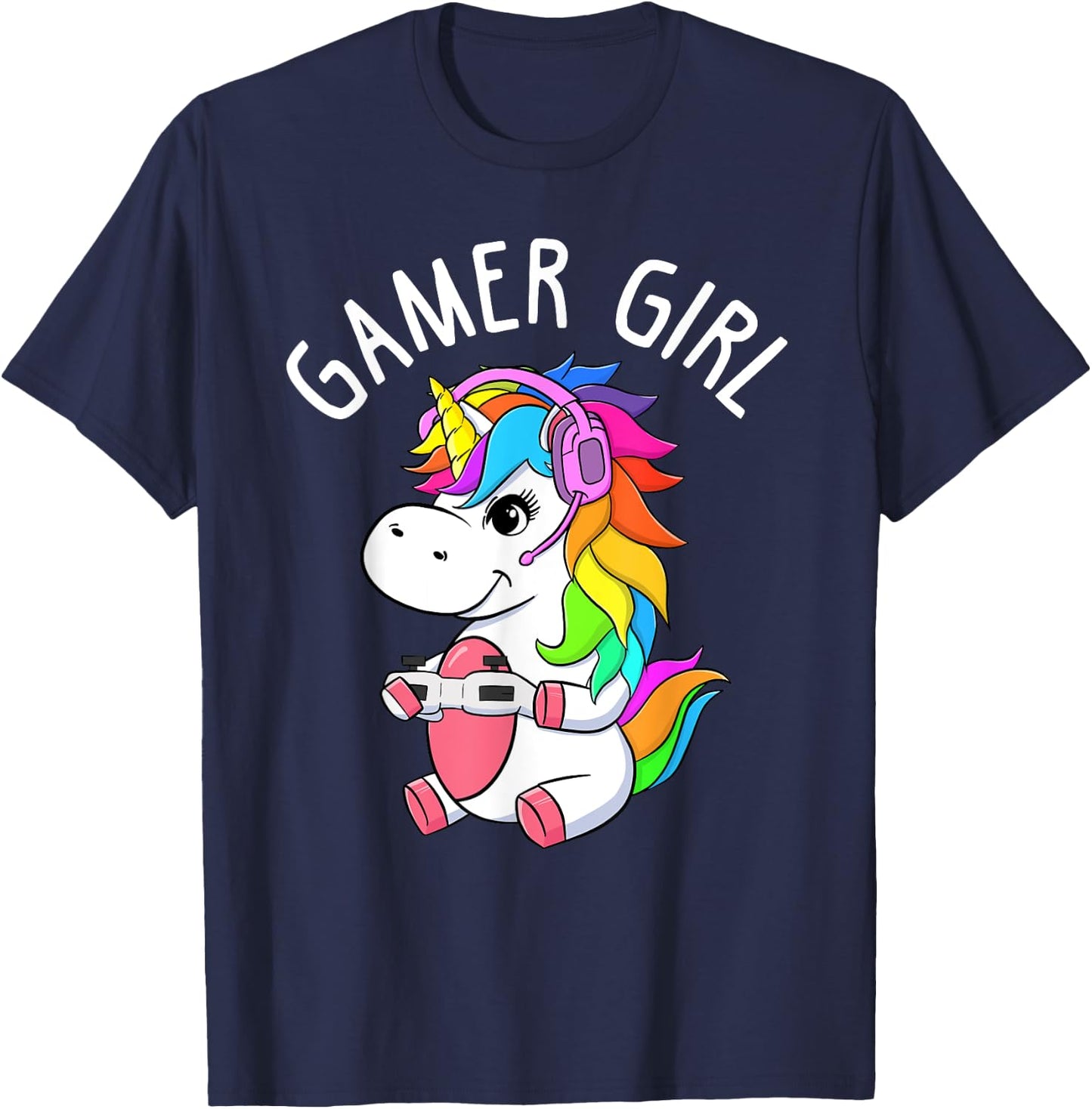 Gamer Girl Gaming Unicorn Cute Video Game Gift Women Girls T-Shirt - T-Shirt | Navy