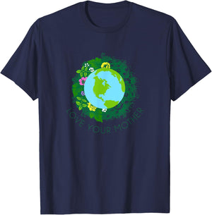Love Your Mother Earth and Flowers Shirt Cute Earth Day Gift T-Shirt - T-Shirt | Navy