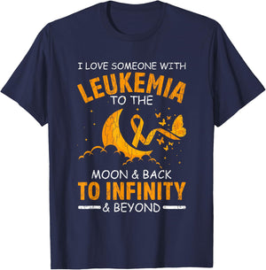 I Love Someone With Leukemia Happy Awareness Ribbon Graphic T-Shirt - T-Shirt | Navy