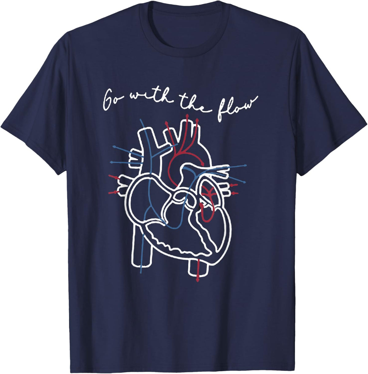 CVICU Cardiac Nurse Anatomy Cardiology Human Heart Flow T-Shirt - T-Shirt | Navy