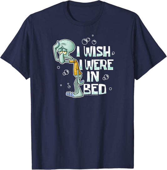 SpongeBob SquarePants - Squidward I Wish I Were In Bed T-Shirt - T-Shirt | Navy