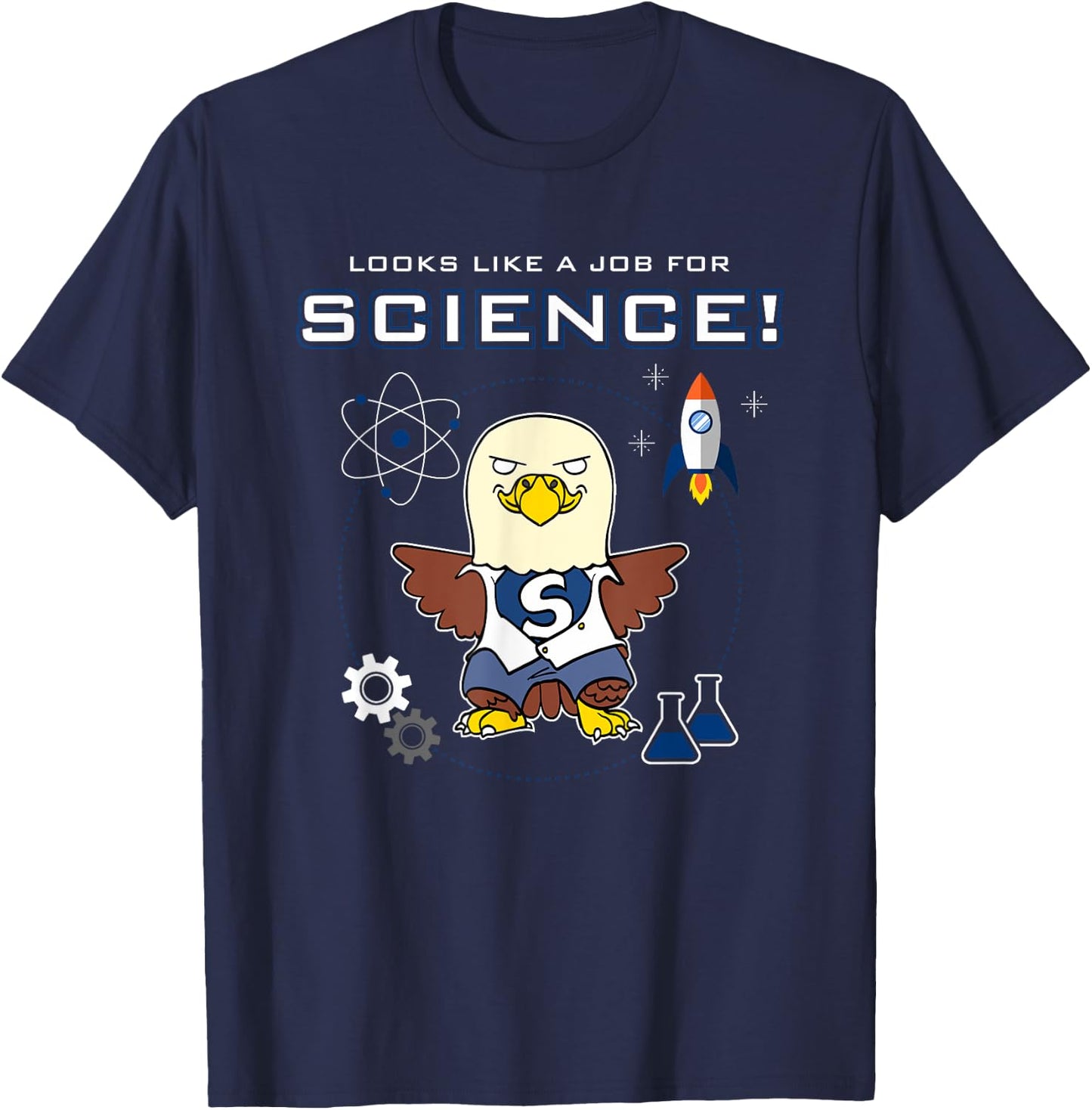 Looks Like A Job For Science Funny Scientist Lab Bald Eagle T-Shirt - T-Shirt | Navy