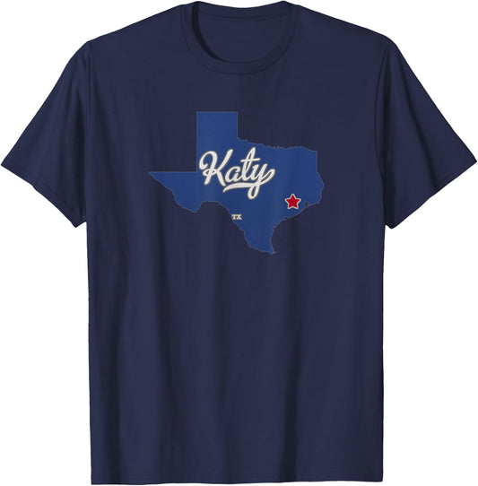 Katy Texas TX Map T-Shirt - T-Shirt | Navy
