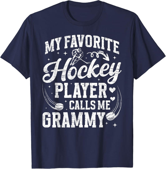 Hockey Grammy Grandma Proud Grammy Of A Hockey Player T-Shirt - T-Shirt | Navy
