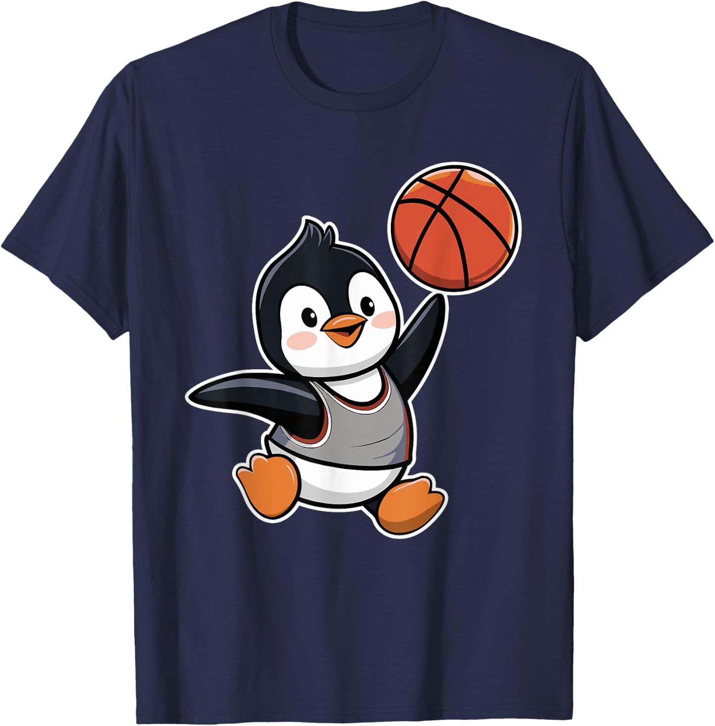 Penguin Playing Basketball Cute Animal Basketball Player T-Shirt - T-Shirt | Navy