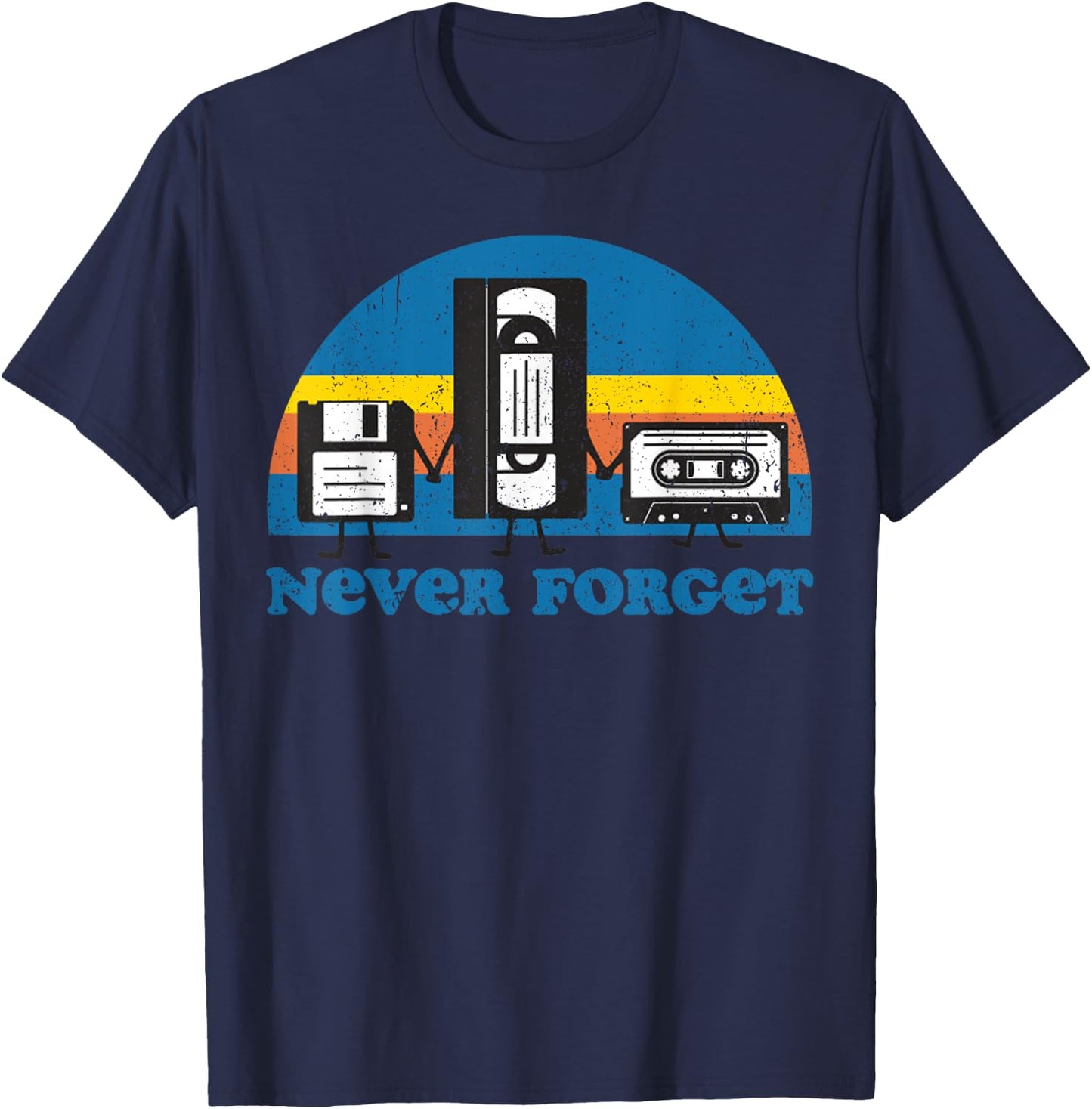 Never Forget Cassette Tape VHS Gamer Old School T-Shirt - T-Shirt | Navy