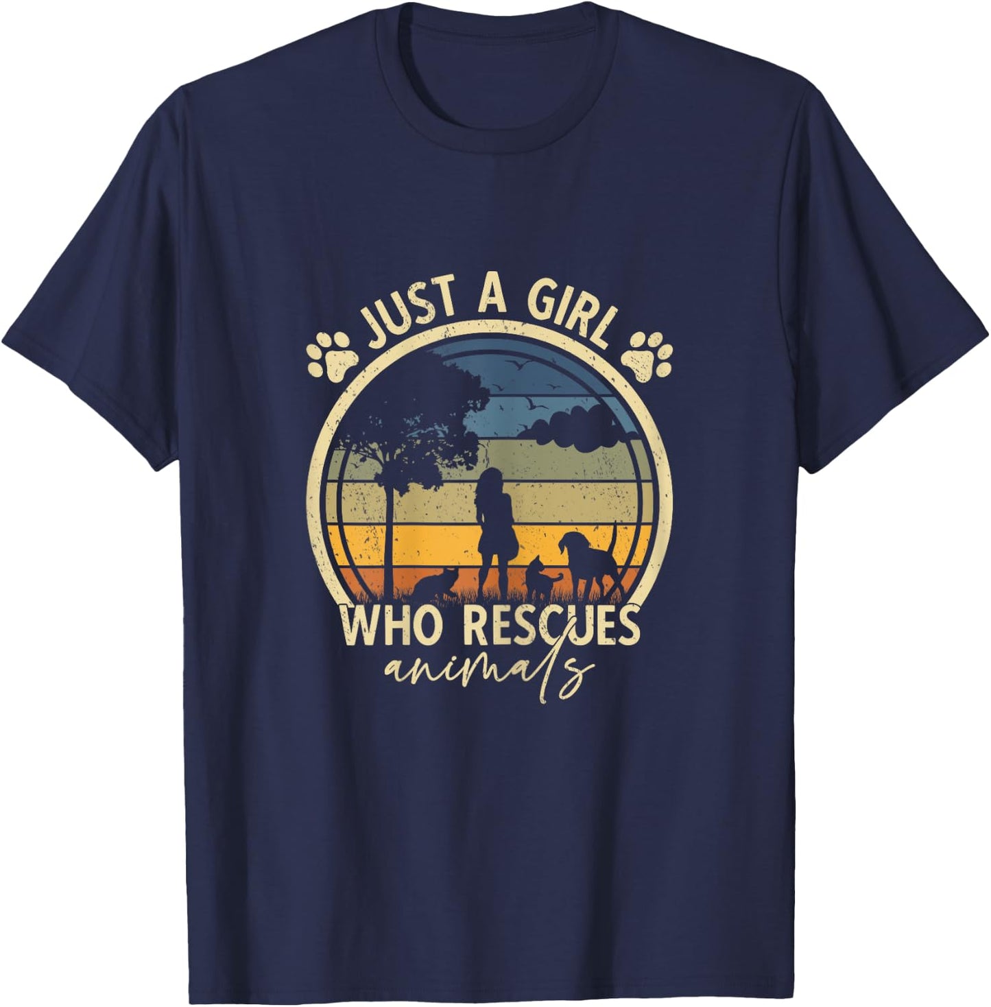 Rescue Animals Dog Cat Just a girl who rescues animals T-Shirt - T-Shirt | Navy