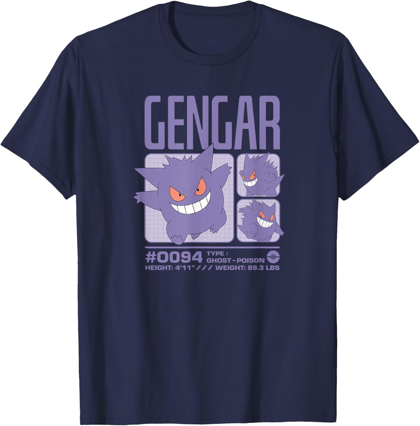 Pokémon - Gengar Pastel Stats Grid T-Shirt - T-Shirt | Navy