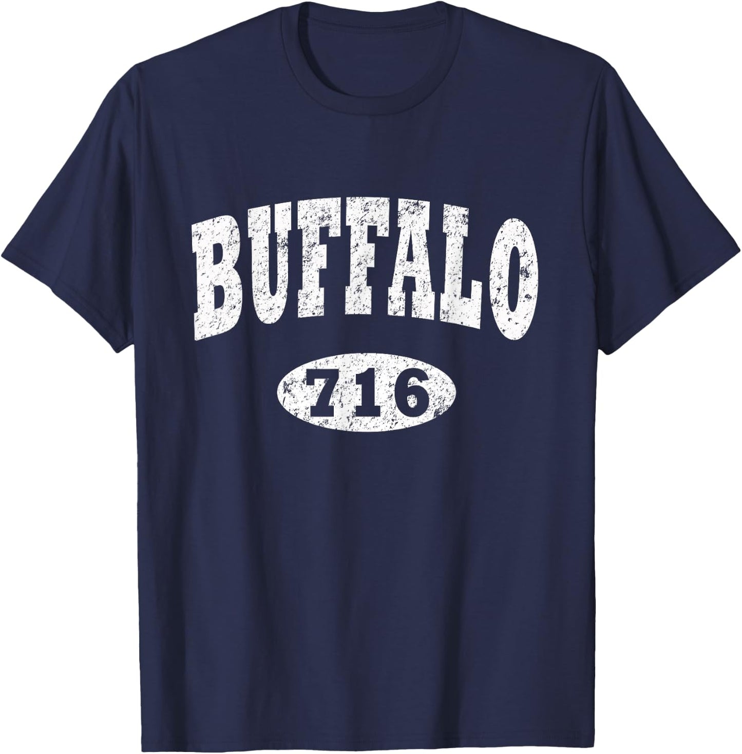 Buffalo 716 Shirt. Vintage BFLO WNY Distressed B-Lo T-Shirt - T-Shirt | Navy