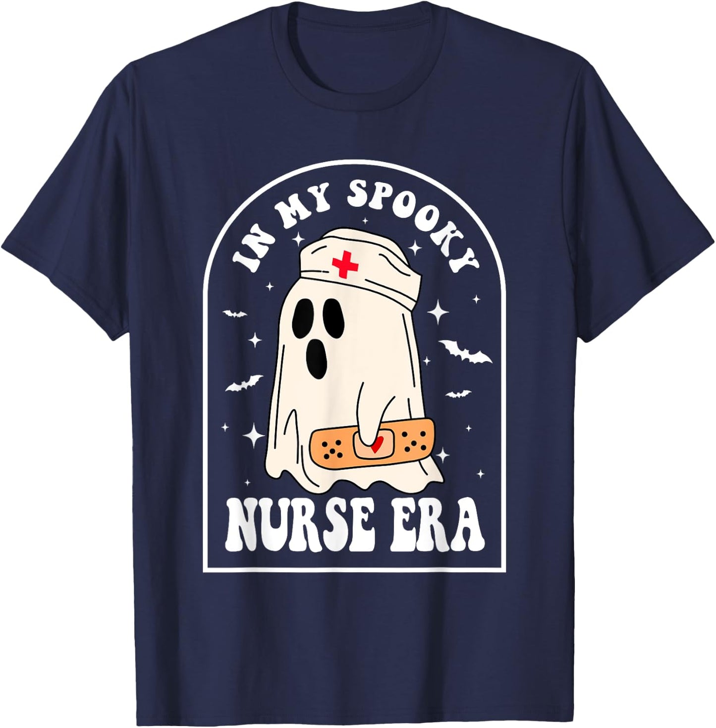In My Spooky Nurse Era Ghost Vintage Halloween Outfits T-Shirt - T-Shirt | Navy